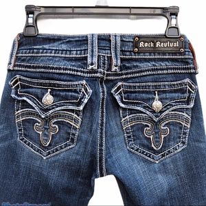 Rock Revival Debbie Bootcut Size 27 Distress Jeans
